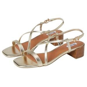 Dune London Womens Jaskell Heeled Sandals EU 38 US 8 Gold Leather NIB